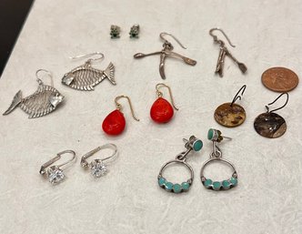 Group Of 7 Pair Of Earrings Some Sterling!